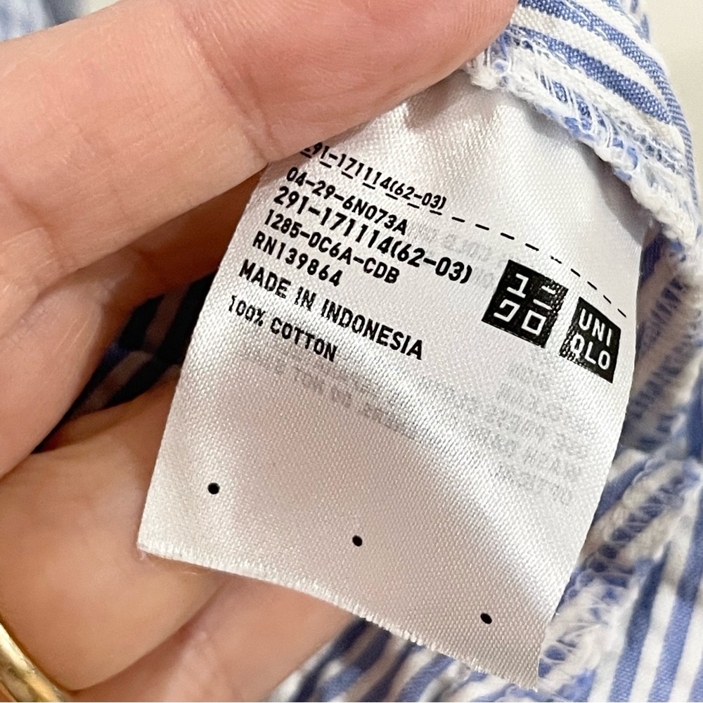 Uniqlo Blue and White Striped SEERSUCKER Dress L - Picture 6 of 7